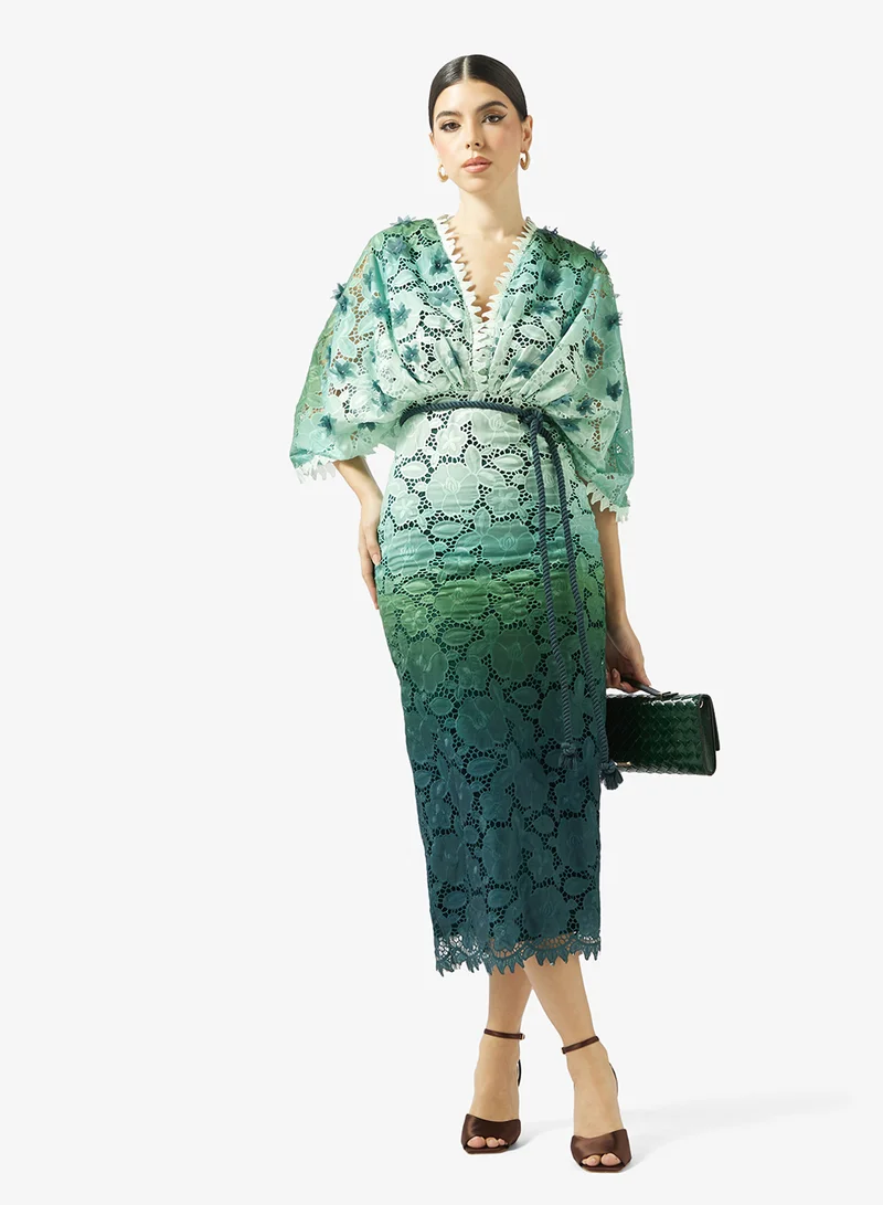 Threadz by Ajooni  Ombre Lace Midi Dress for Women | Best Price UAE